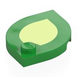 LEGO part 7530pr0003 Plate Special 3 x 3 with Rounded Corners, 1 Stud with Yellowish Green Surface print in Bright Green