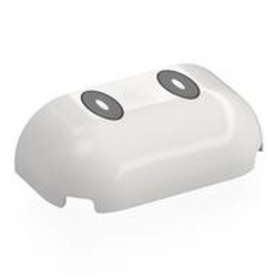 LEGO part 7525pr0004 Brick Round, Curved Triple 2 x 4, No Studs with print in White