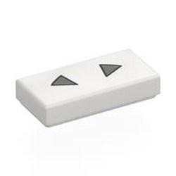 LEGO part 3069bpr0297 Tile 1 x 2 with Black/Silver Triangles (Nostrils) print in White