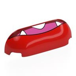 LEGO part 4045pr0004 Brick Round, Curved Triple 1 x 4 x 1 with print in Bright Red/ Red