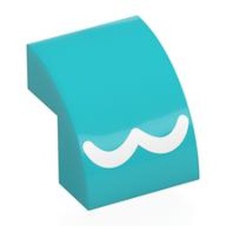 LEGO part 7527pr0002 Brick Curved 2 x 2 x 1 2/3 with print in Medium Azure