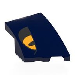 LEGO part 80178pr0013 Brick Wedged, Curved 3 x 2 with Stud Notch Right with Bright Light Orange/Black Eye print in Earth Blue/ Dark Blue