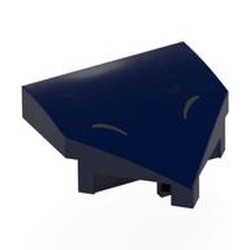 LEGO part 66956pr0004 Brick Wedged, Curved 2 x 2 with Stud Notches with Silver Closed Eyes print in Earth Blue/ Dark Blue