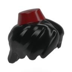 LEGO part 24775pr0001 Hair and Hat, Dark Red Fez in Black
