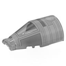 LEGO part 92279pr0005 Windscreen 7 x 4 x 2 Round with Handle with Dark/Light Bluish Grey Cockpit print in Transparent/ Trans-Clear