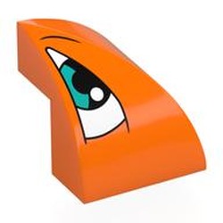 LEGO part 7528pr0001 Brick Curved Double 2 x 2 x 1 2/3 Corner with print in Bright Orange/ Orange