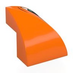LEGO part 7528pr0002 Brick Curved Double 2 x 2 x 1 2/3 Corner with print in Bright Orange/ Orange