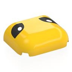 LEGO part 7522pr0001 Brick Round, Curved Triple 3 x 4 x 1 with 2 x 2 x 2/3 Bottom Cutout with print in Bright Yellow/ Yellow