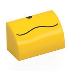 LEGO part 37352pr0022 Brick Curved 1 x 2 x 1 No Studs with print in Bright Yellow/ Yellow