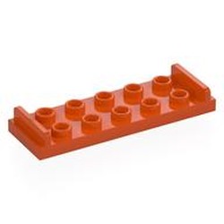 LEGO part 7665 Plate 2 x 6 with 2 x 5 Studs and Door Stops on Top in Reddish Orange