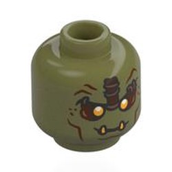 LEGO part 28621pr0112 Minifig Head with print in Olive Green