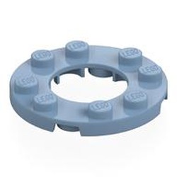 LEGO part 11833 Plate Round 4 x 4 with 2 x 2 Round Opening in Sand Blue