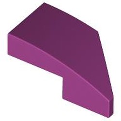 LEGO part 29120 Slope Curved 2 x 1 with Stud Notch Left in Bright Reddish Violet/ Magenta