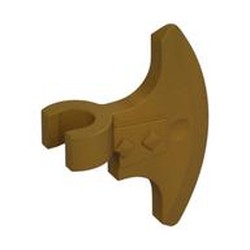 LEGO part 53454 Weapon Axe Head, Clip-on (Viking) [Thick Clip] in Warm Gold/ Pearl Gold