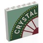 Panel 1 x 6 x 5 with White 'CRYSTAL' on Dark Green Circle, White/Dark Red Window, Sand Green Background print