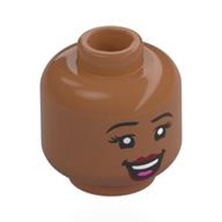 LEGO part 28621pr0123 Minifig Head with print in Sienna Brown