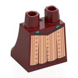 LEGO part 36036pr0025 Hips and Legs Under Dress/Robe with print in Dark Red