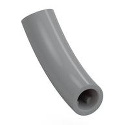 LEGO part 7324 Brick Round 1 x 1 D. Tube with 45° Elbow and Axle Holes (Crossholes) at Each End in Medium Stone Grey/ Light Bluish Gray