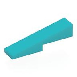 LEGO part 5654 Brick Sloped 1 x 4 with 1 x 2 Cutout in Medium Azure