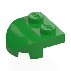 LEGO part 7037 Brick Wedged, Rounded 2 x 2 with Curved Front, 2 Studs in Bright Green