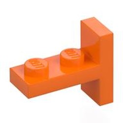 LEGO part 4585 Bracket 1 x 2 with 1 x 2 Vertical Studs in Bright Orange/ Orange