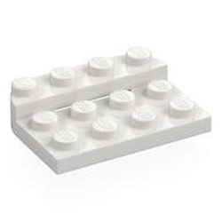 LEGO part 3263 Plate Round Corners Double 3 x 4 with 1 x 4 Raised Edge Studs in White