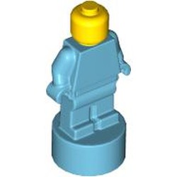 LEGO part 90398pat0004 Minifig Trophy Statuette with Yellow Head pattern in Medium Azure