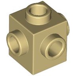 LEGO part 4733 Brick Special 1 x 1 Studs on 4 Sides in Brick Yellow/ Tan