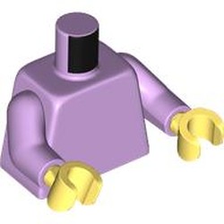 LEGO part 973c39h44 Torso, Lavender Arms, Bright Light Yellow Hands [PLAIN] in Lavender