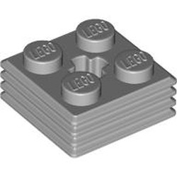 LEGO part 71752 Plate Special 2 x 2 x 2/3 with Axle Hole and Grill on Sides (Haybale) in Medium Stone Grey/ Light Bluish Gray