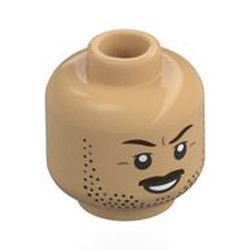 LEGO part 28621pr0224 Minifig Head with Print in Warm Tan