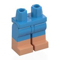 LEGO part 970c04pat13pr0001 Hips with Dark Azure Legs and Nougat Boots Pattern with Print in Dark Azure