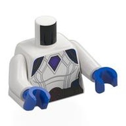 LEGO part 973c27h28pr0001 Torso, White Arms, Blue Hands with Print in White