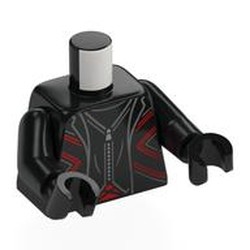 LEGO part 973c03h03pr0030 Torso, Black Arms and Hands with Print in Black