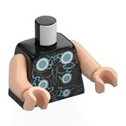 LEGO part 973c02h02pr0017 Torso, Light Nougat Arms and Hands with Print in Black