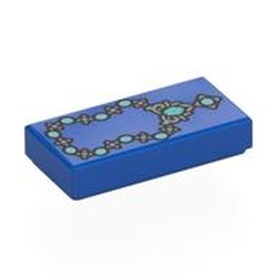 LEGO part 3069bpr0275 Tile 1 x 2 with print in Bright Blue/ Blue