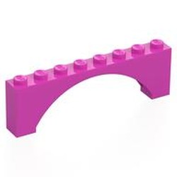 LEGO part 16577 Brick Arch 1 x 8 x 2 Raised in Bright Purple/ Dark Pink