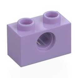 LEGO part 3700 Technic Brick 1 x 2 [1 Pin Hole] in Lavender