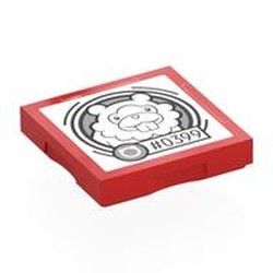 LEGO part 102349pr0052 Tile Special 2 x 2 with SMART Tag with '#0399' Bidoof Print in Bright Red/ Red