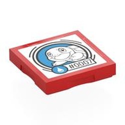 LEGO part 102349pr0049 Tile Special 2 x 2 with SMART Tag with '#0007' Squirtle Print in Bright Red/ Red