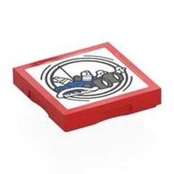 LEGO part 102349pr0050 Tile Special 2 x 2 with SMART Tag with Go Kart Car Print in Bright Red/ Red