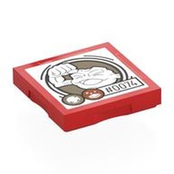LEGO part 102349pr0048 Tile Special 2 x 2 with SMART Tag with '#0074' Geodude Print in Bright Red/ Red
