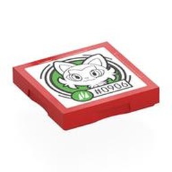 LEGO part 102349pr0046 Tile Special 2 x 2 with SMART Tag with '#0906' Sprigatito Print in Bright Red/ Red