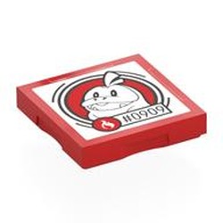 LEGO part 102349pr0044 Tile Special 2 x 2 with SMART Tag with '#0909' Fuecoco Print in Bright Red/ Red