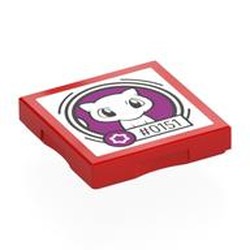LEGO part 102349pr0041 Tile Special 2 x 2 with SMART Tag with '#0151' Mew Print in Bright Red/ Red