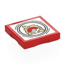 LEGO part 102349pr0042 Tile Special 2 x 2 with SMART Tag with Rocks and Pokeball Print in Bright Red/ Red