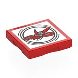 LEGO part 102349pr0043 Tile Special 2 x 2 with SMART Tag with Drone Plane Print in Bright Red/ Red