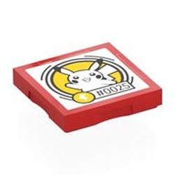LEGO part 102349pr0037 Tile Special 2 x 2 with SMART Tag with '#0025' Pikachu Print in Bright Red/ Red