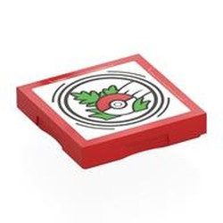 LEGO part 102349pr0036 Tile Special 2 x 2 with SMART Tag with Leaves, Grass, and Pokeball Print in Bright Red/ Red