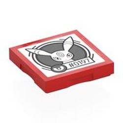LEGO part 102349pr0033 Tile Special 2 x 2 with SMART Tag with '#0197' Umbreon Print in Bright Red/ Red